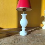 Ancien pied de lampe en marbre - lampe urne en pierre blanche