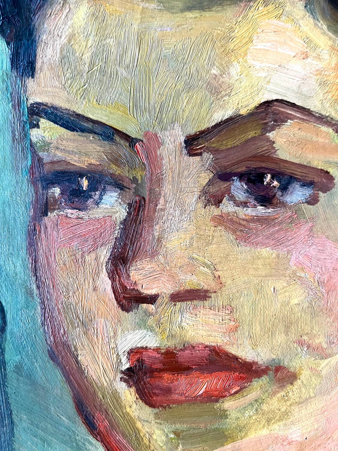 Young worker, oil on paper, mounted on cardboard