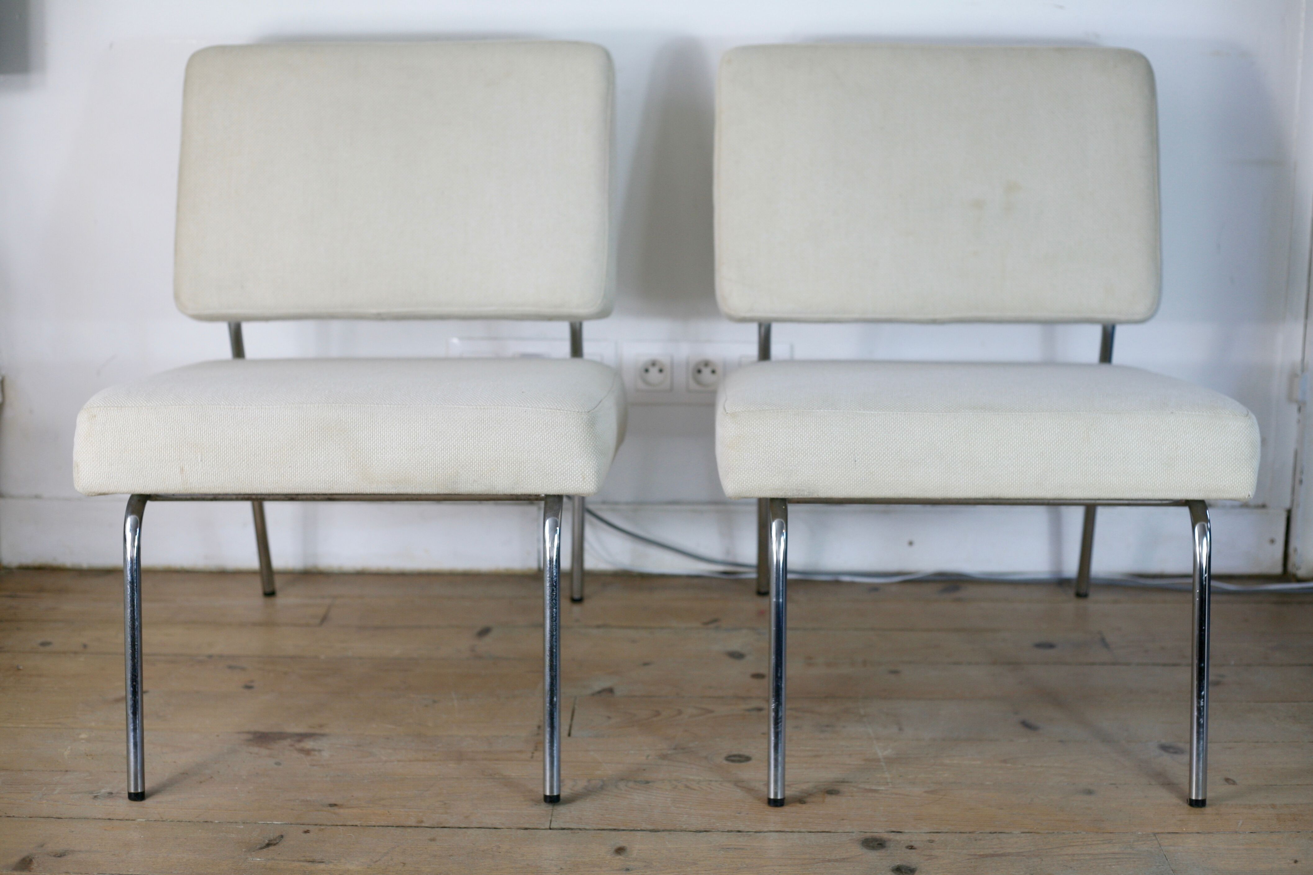 Pair of 60s heaters, steel and wool, France