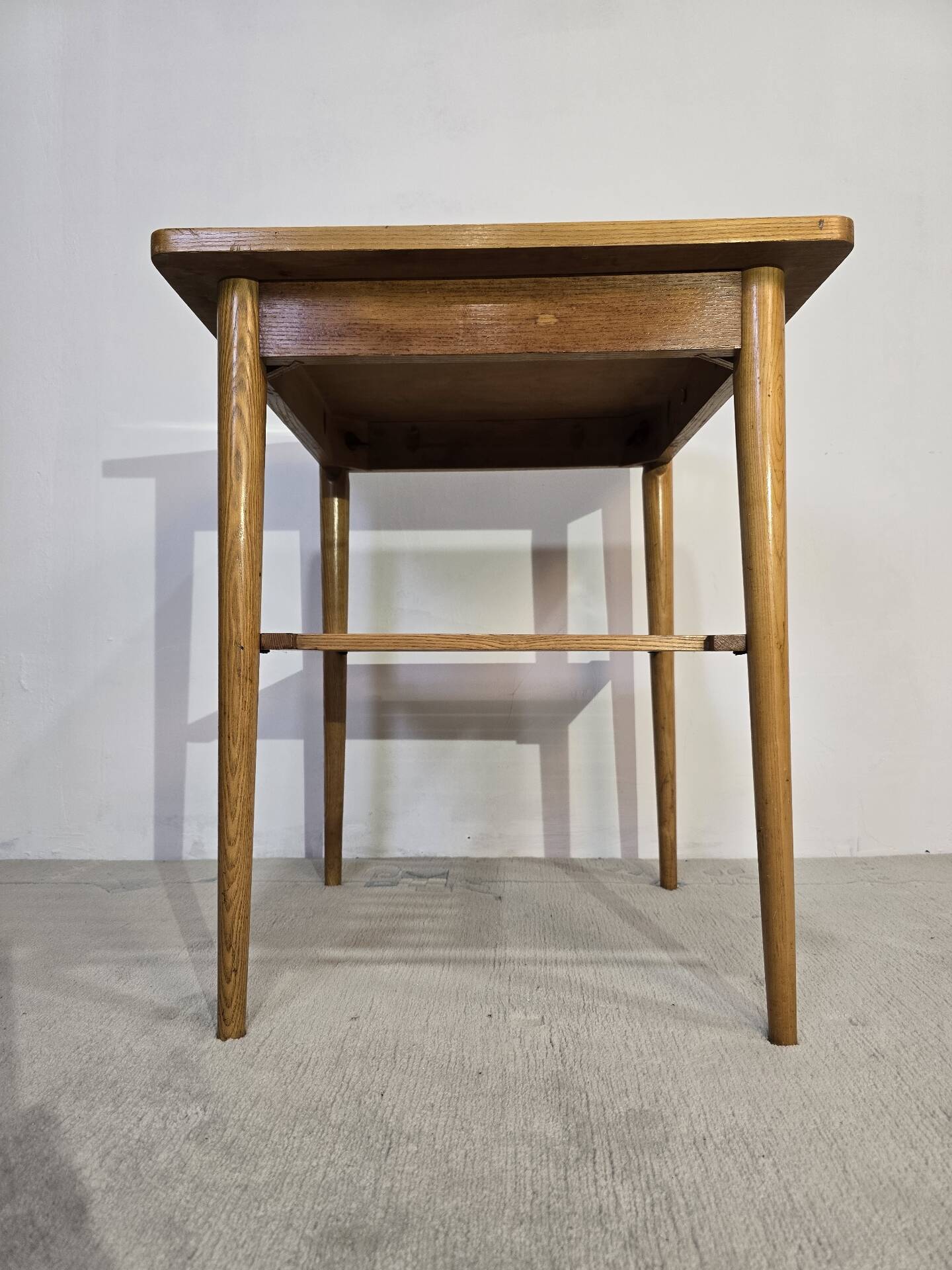 70s Hardwood Coffee Table with Slatted Shelf