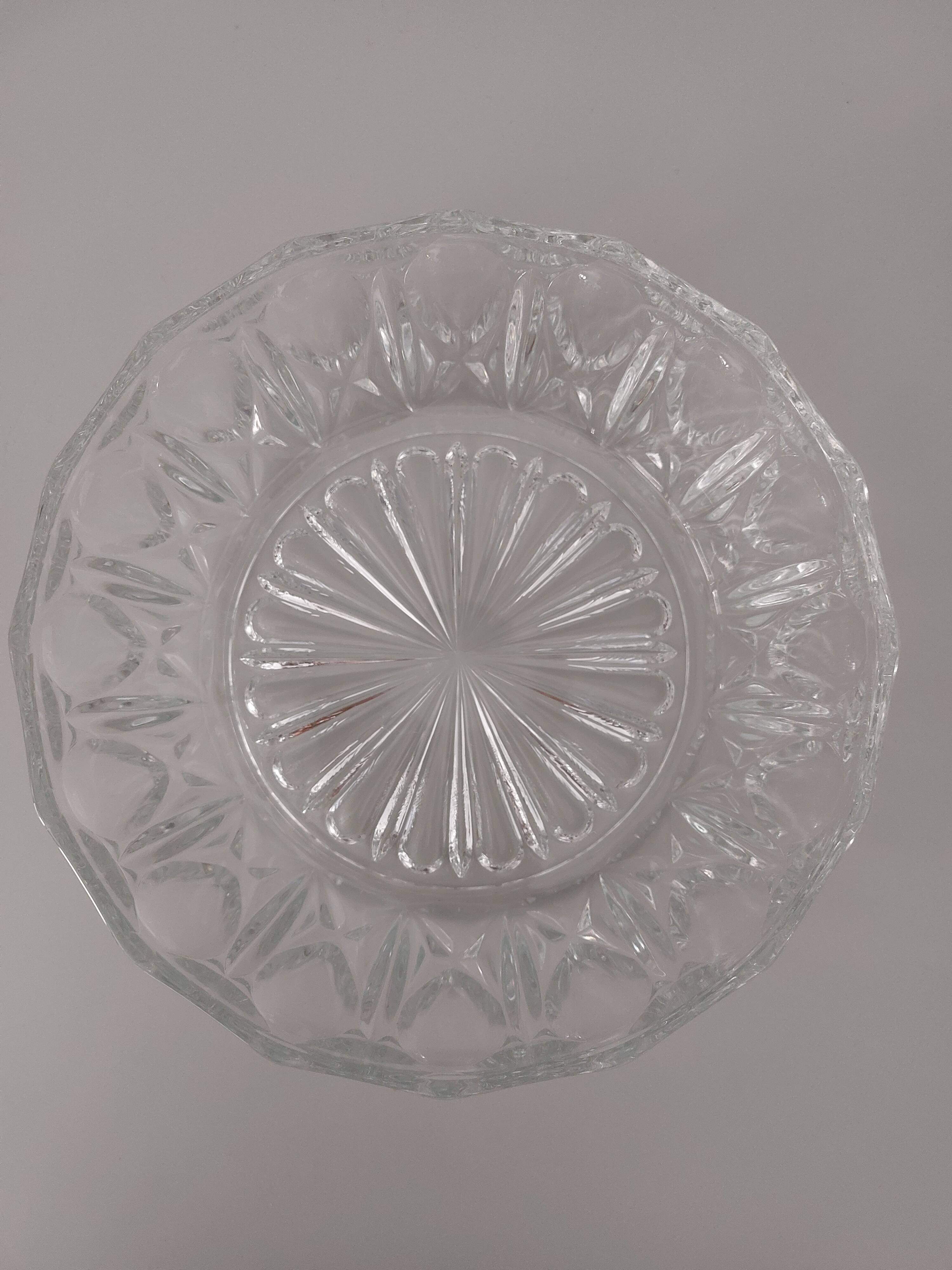 Saladier en verre avec coupelles, années 70