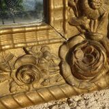 Ancien miroir doré, motifs floraux, 58x69cm