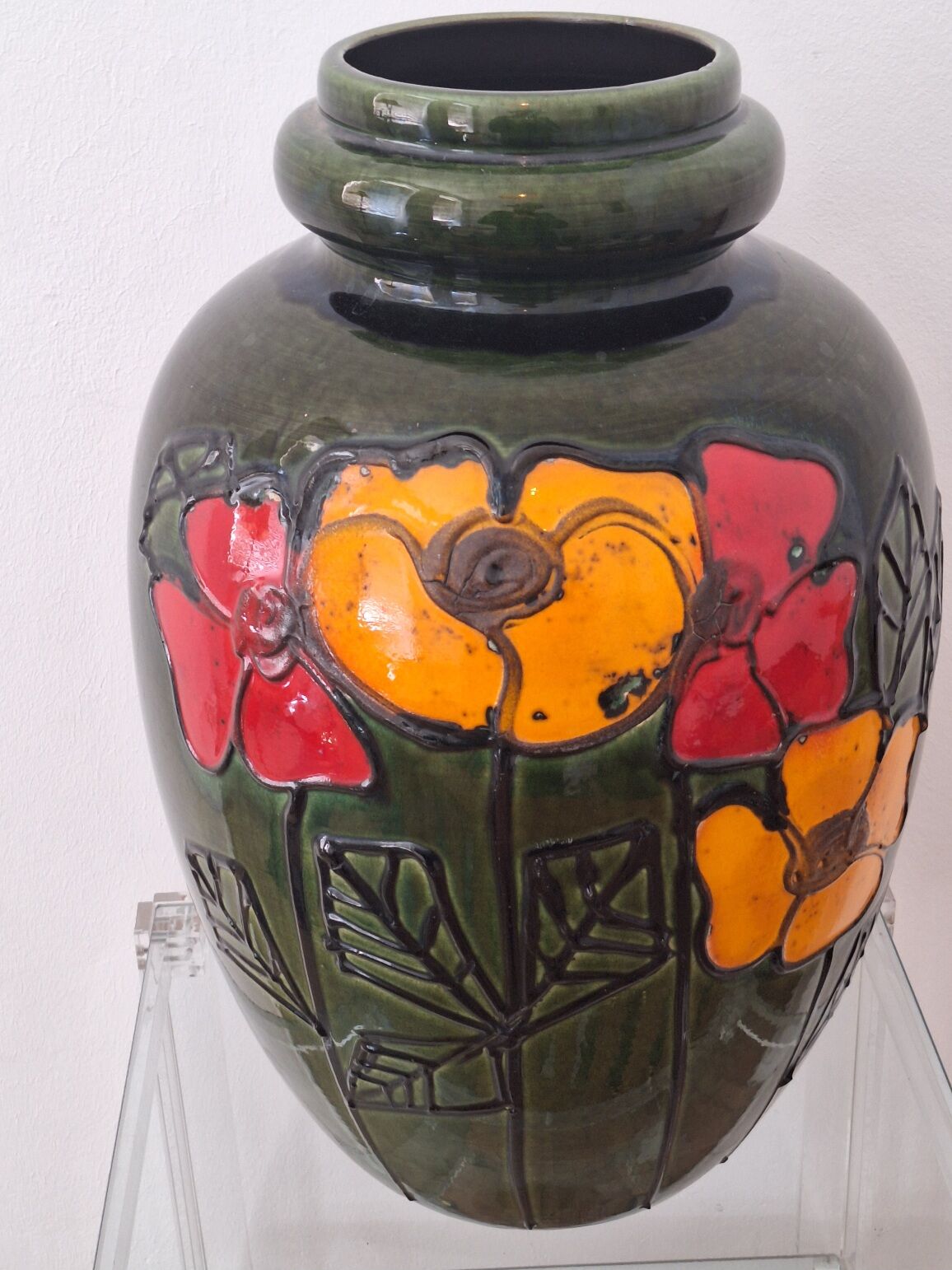 Brutalist large mid century ceramic floor vase, 1960s