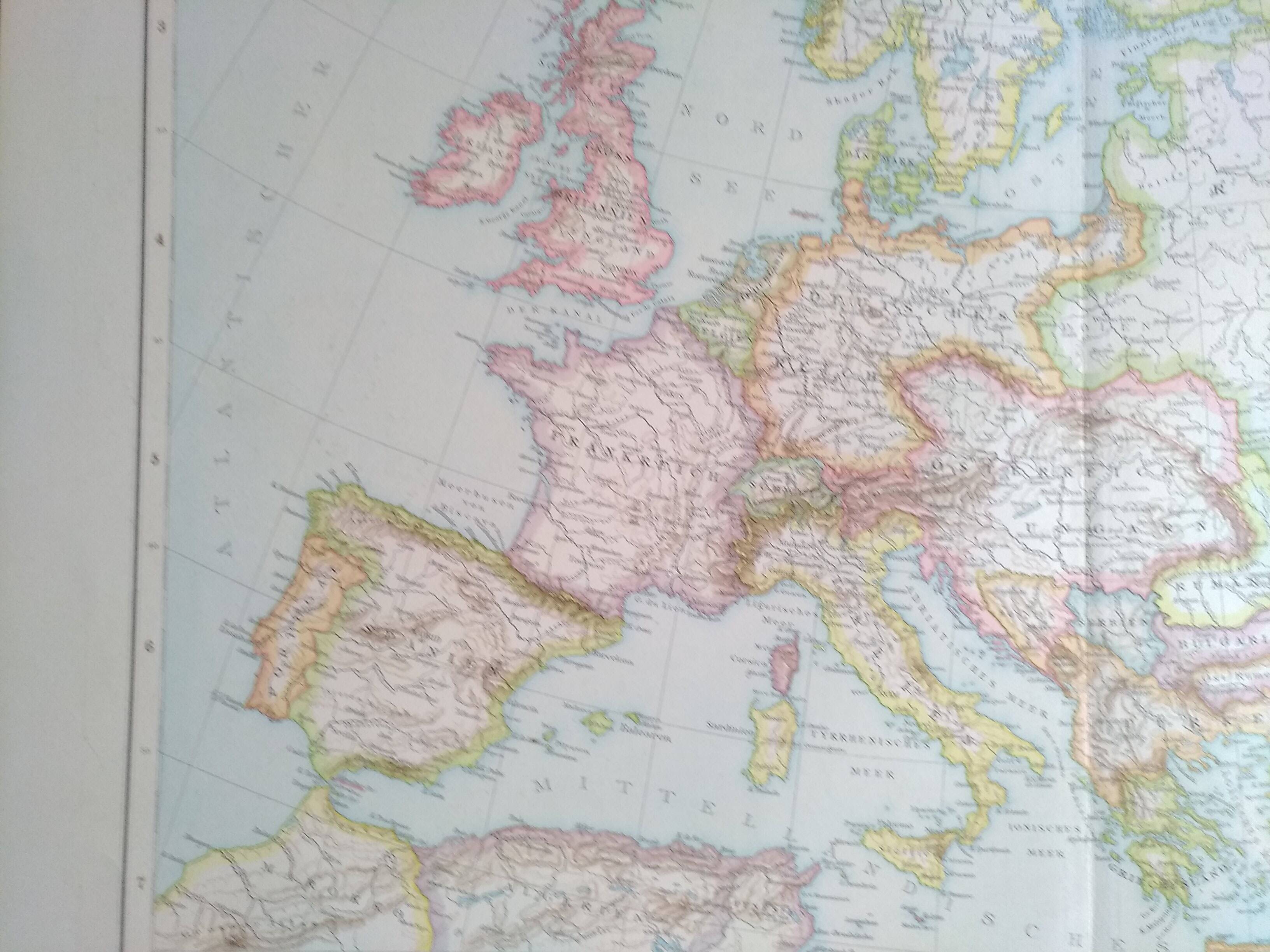 A geographical map from Atlas Richard Andrees year 1887 Europe Europa