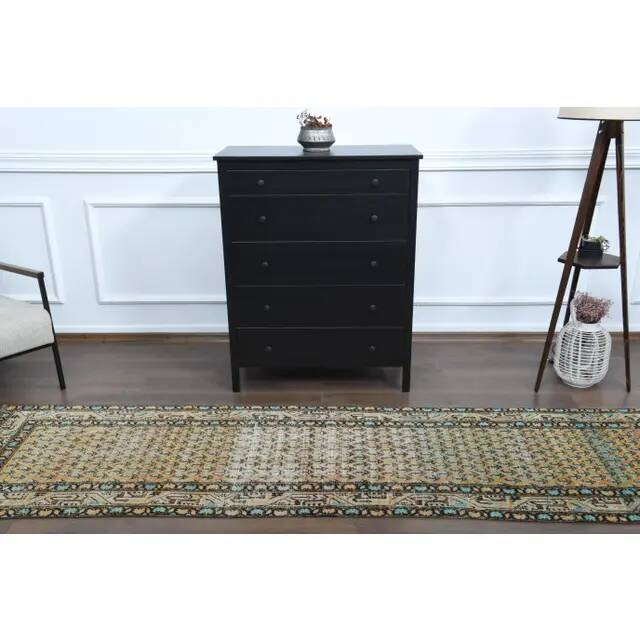 Tapis coureur vintage turc Oushak fait à la main en laine et coton orange 82x311