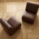 Paire de chauffeuses modulaires vintage en simili-cuir bordeaux - Années 70