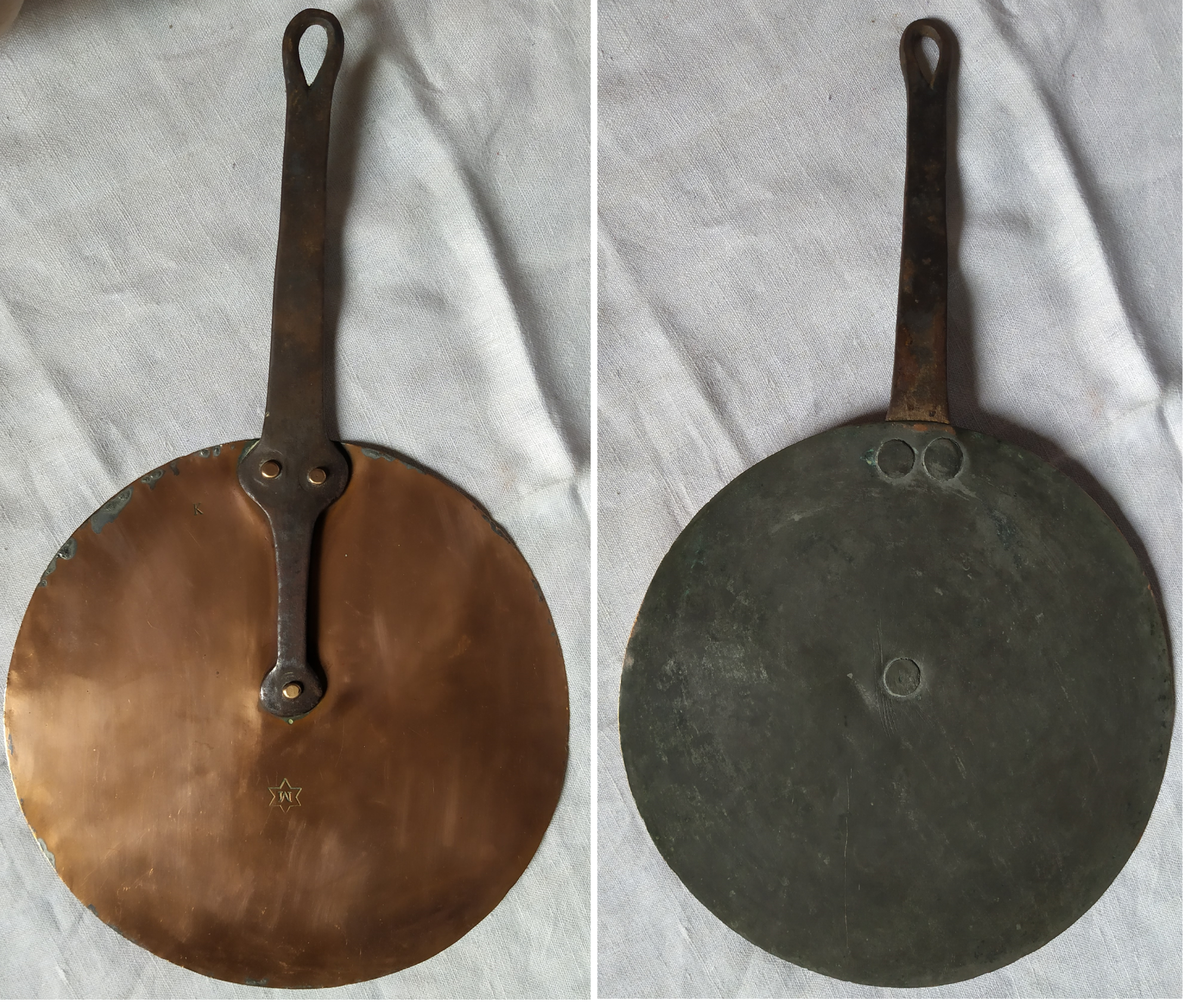 Set of 3 copper lids late nineteenth early twentieth century