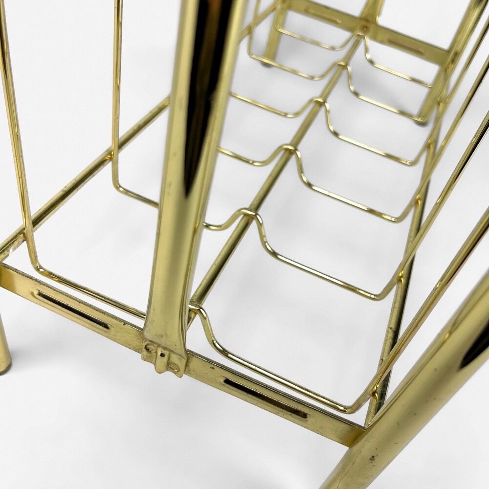 Graphic magazine holder in golden brass 70s