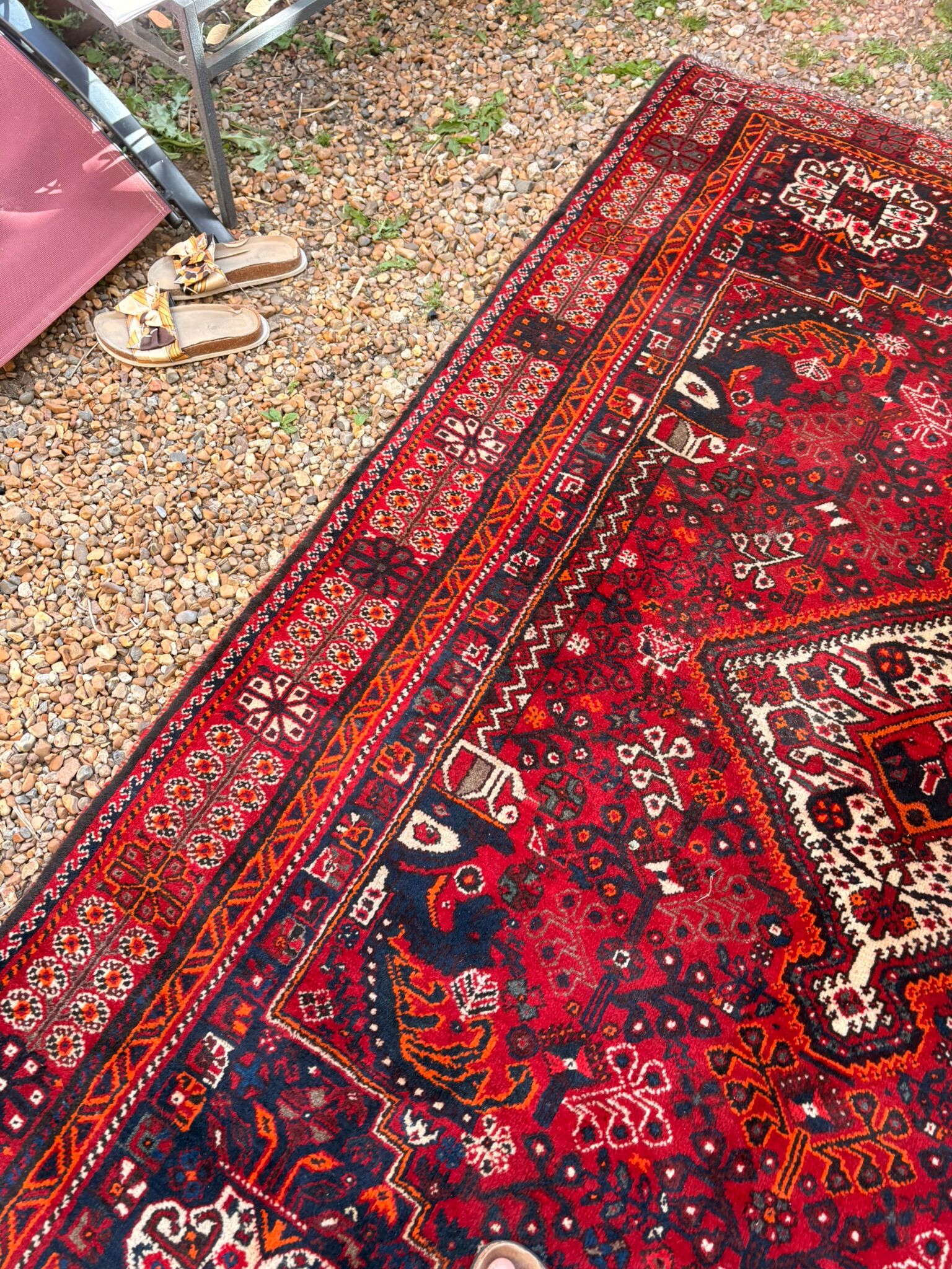 Ancient Persian Shiraz Rug 200x140 Wool Handmade Vintage Boho Chic Iran