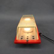 1970s Czech space age wall light with red plastic and glass.