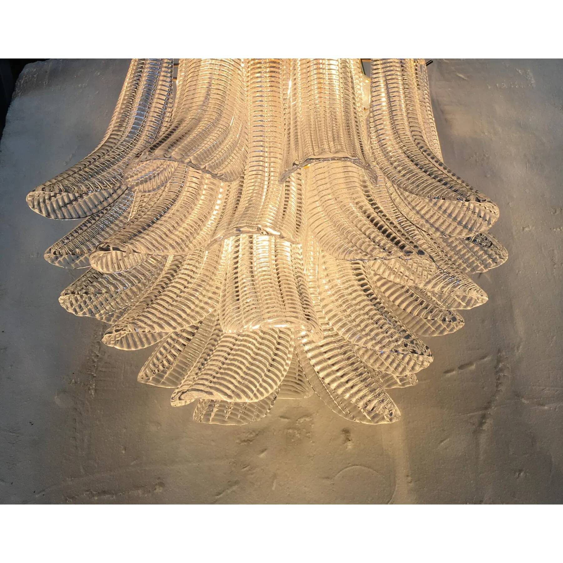 Sculptural Pair of Mazzega Style Murano Glass Selle Chandeliers