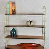 Tomado shelf, wood and gold metal.