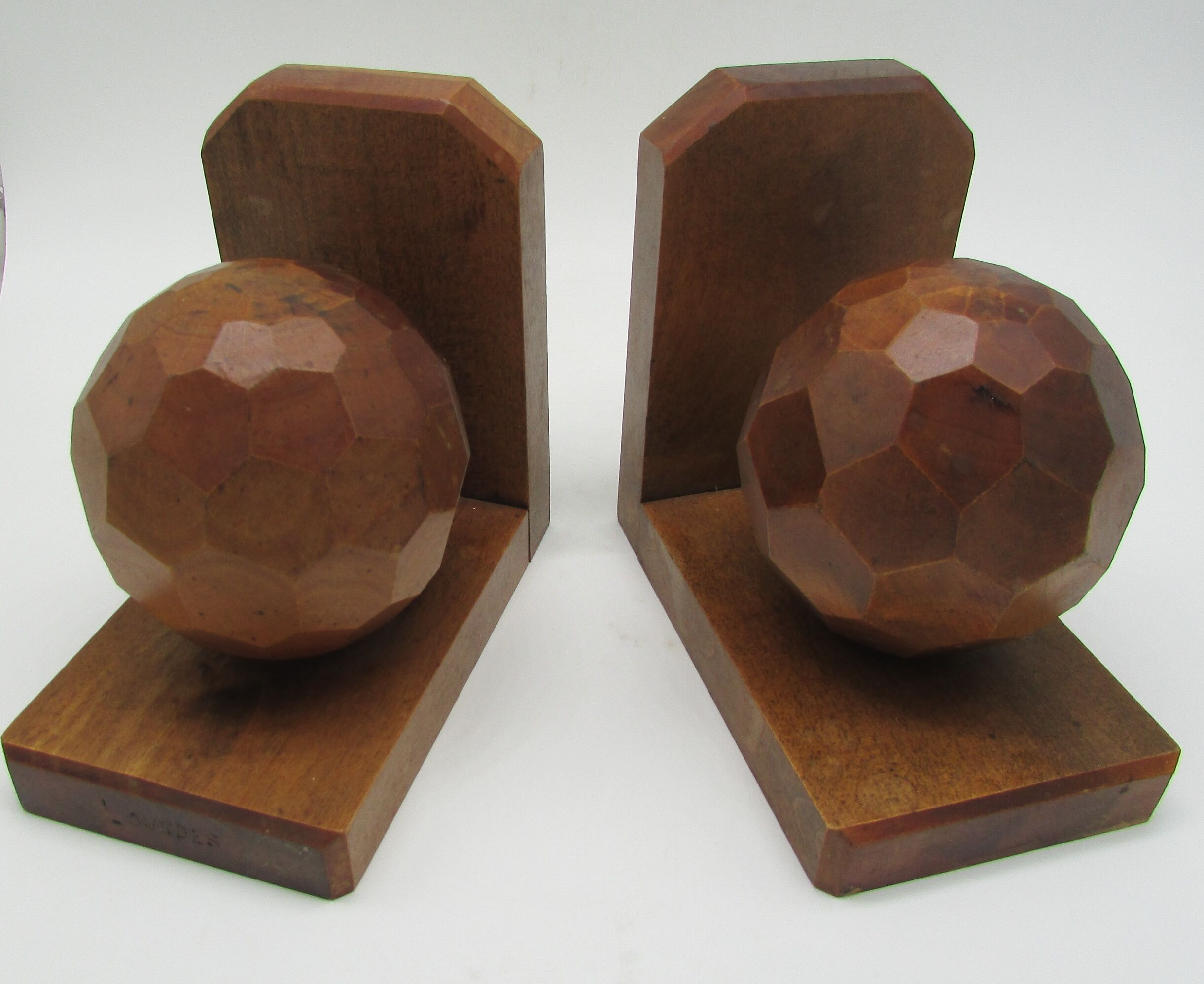 Serre-livres art-déco bois boules à facettes