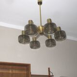 Large brass and glass chandelier by Hans-Agne Jakobsson, Sweden 1960s