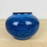 Blue ceramic ball vase