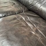 Black leather De Sede DS16 sofa, 1970s