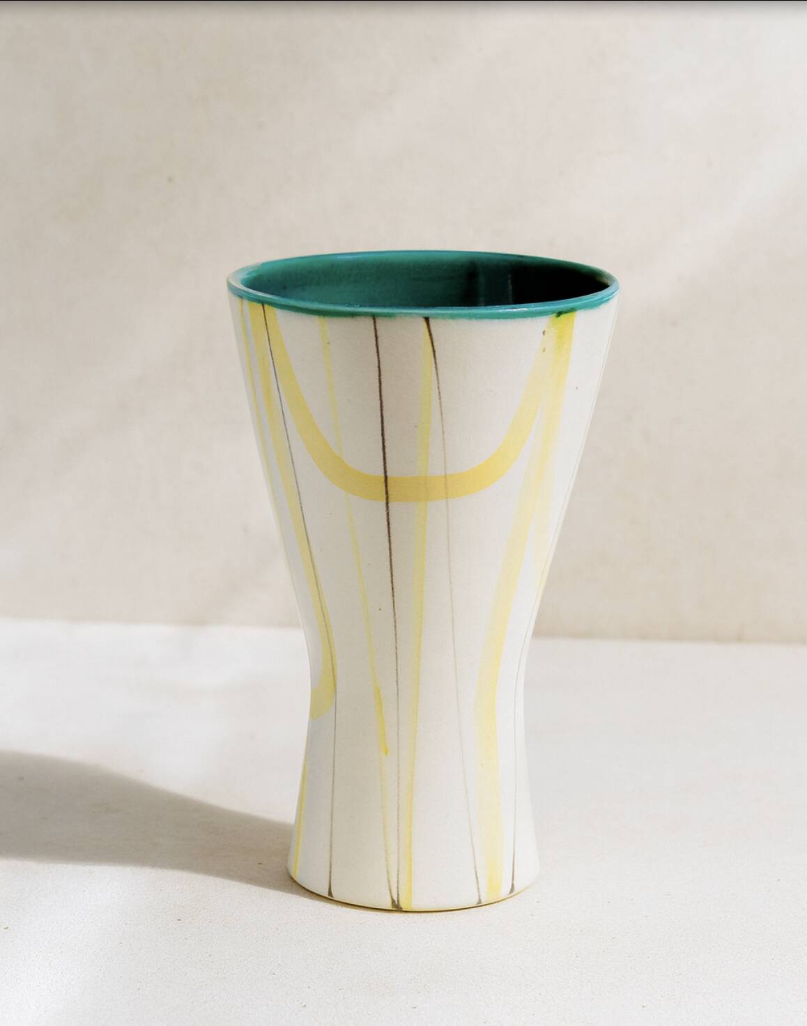 Roger Capron signed horn-shaped vase