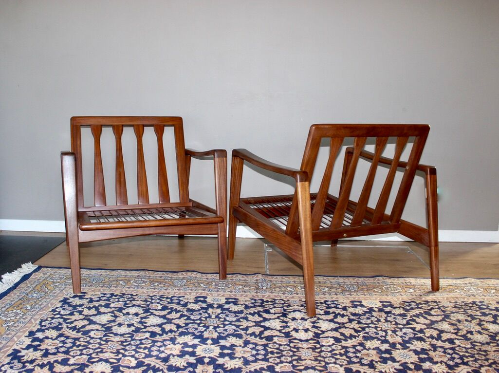 Pair of Scandinavian vintage teak armchairs by Arne Wahl Iversen for Komfort, Denmark, 60s