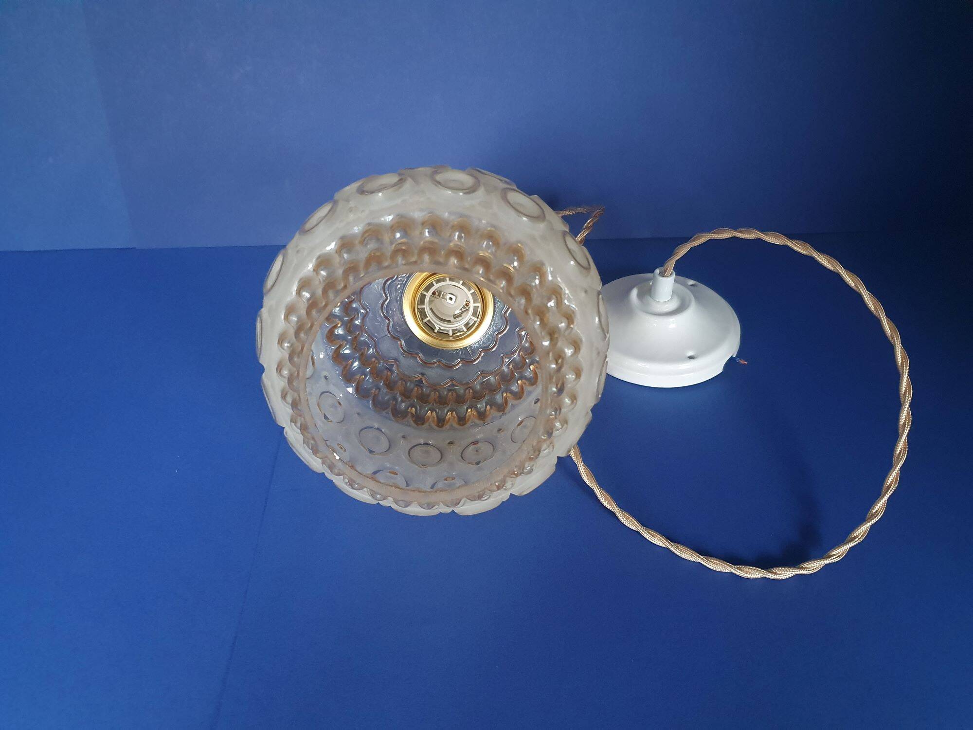 Vintage 50s French portable pendant lamps - newly electrified