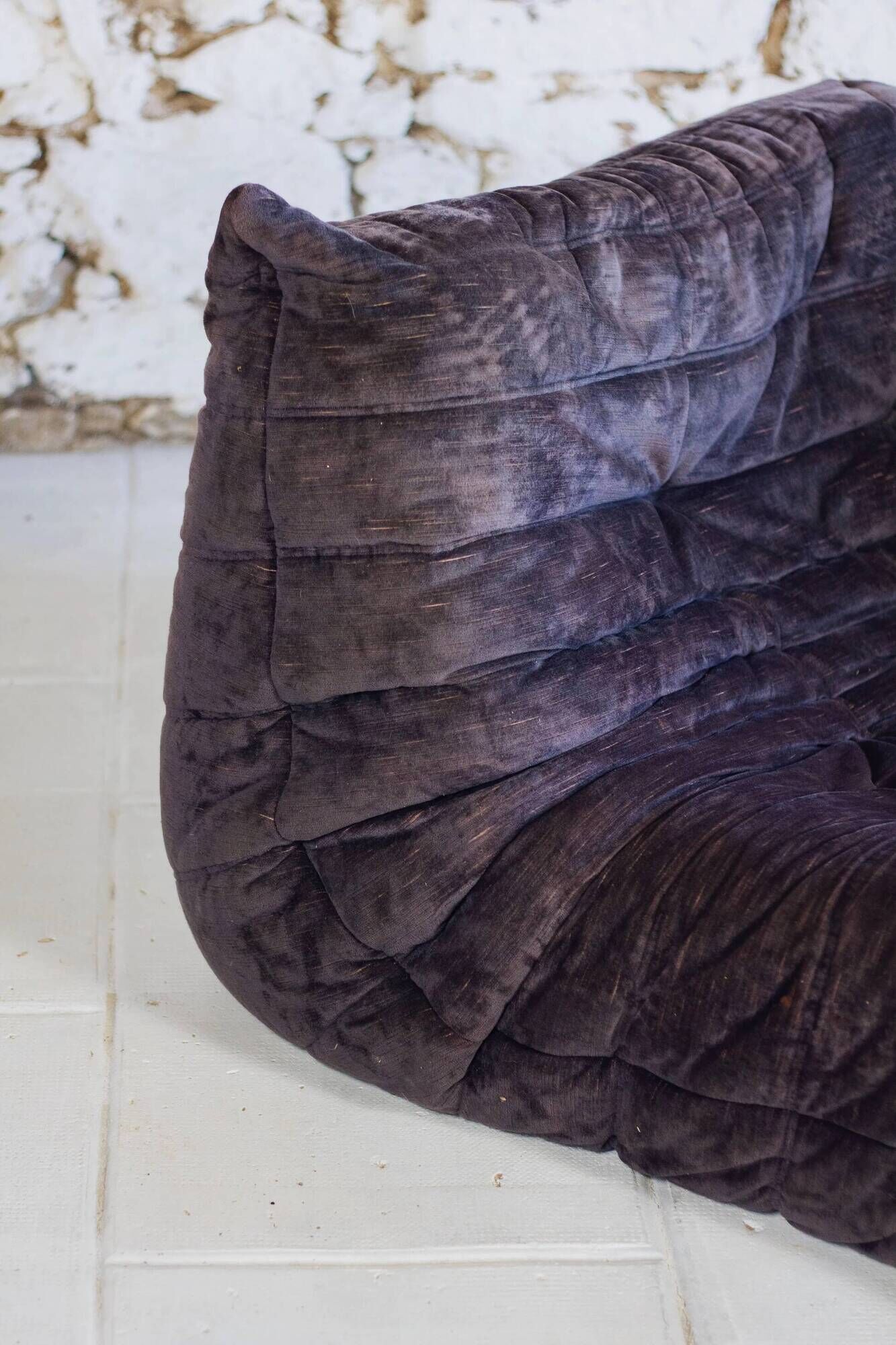 Togo aubergine corner armchair by Michel Ducaroy for Ligne Roset