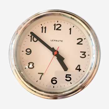 Horloge industrielle fonctionnelle Lepaute alu poli 25 cm gare pendule Brillié