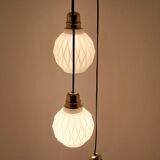 Suspension 3 lumières en opaline blanche