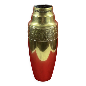 Dinanderie - Grand Vase Art Déco  laiton 40 cm