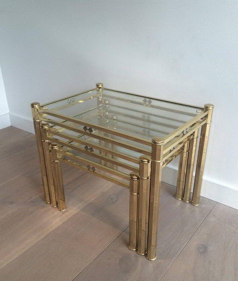 Set of 3 nesting brass tables