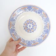 Set of 9 flat plates of Longwy Rouennais motif