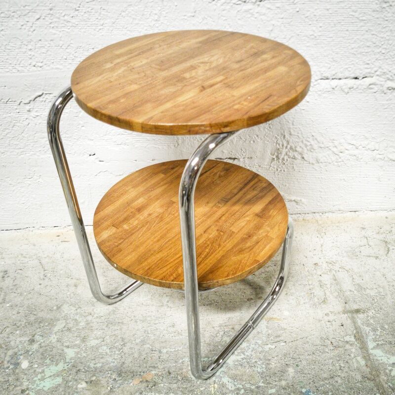 Double chrome harness wood tray