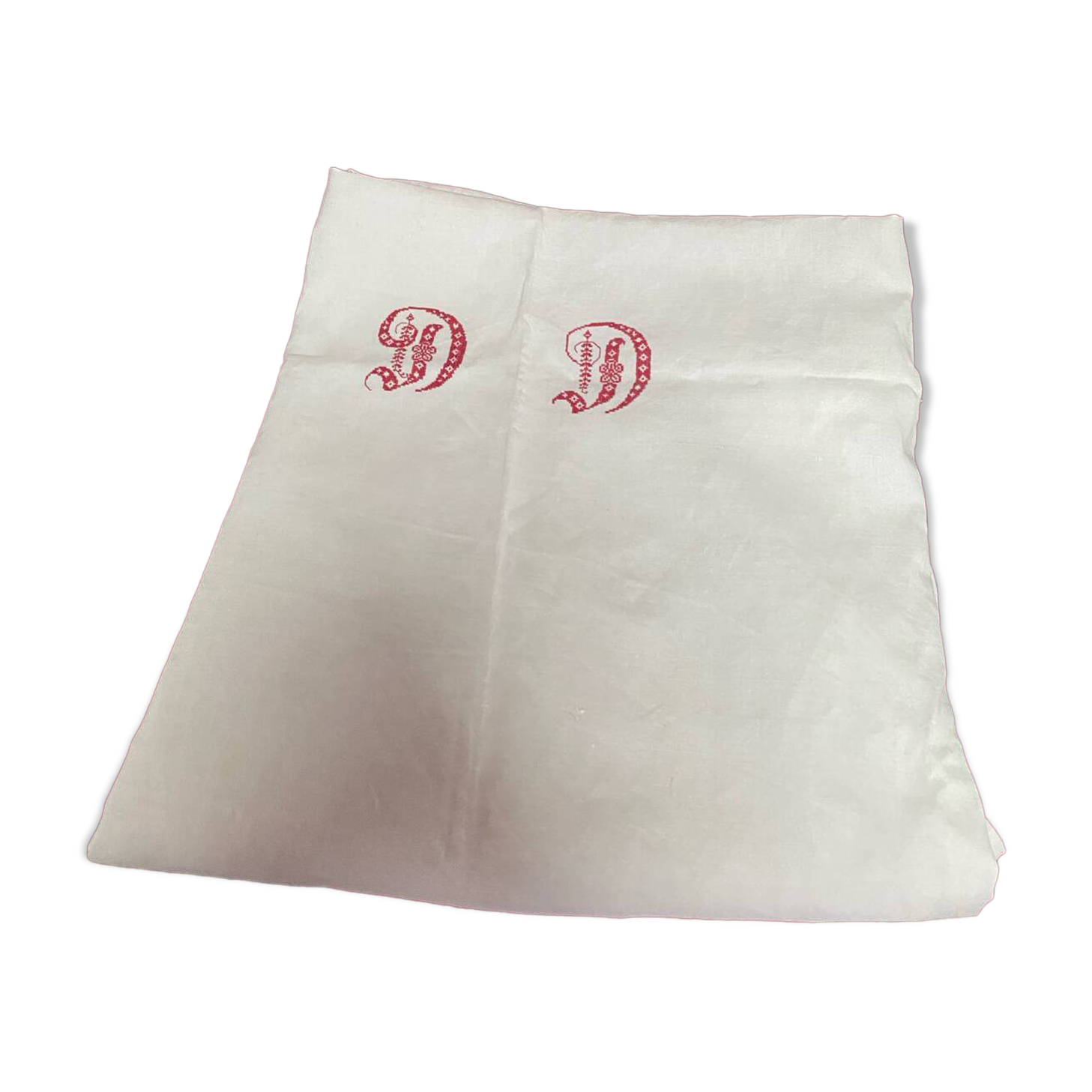 Antique rectangular linen winegrower's tablecloth