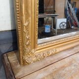 Wood mirror and golden Stuk