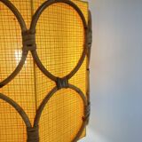 Vintage pendant light in orange fabric and rattan