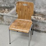 1960s chair in curved plywood on stainless steel base