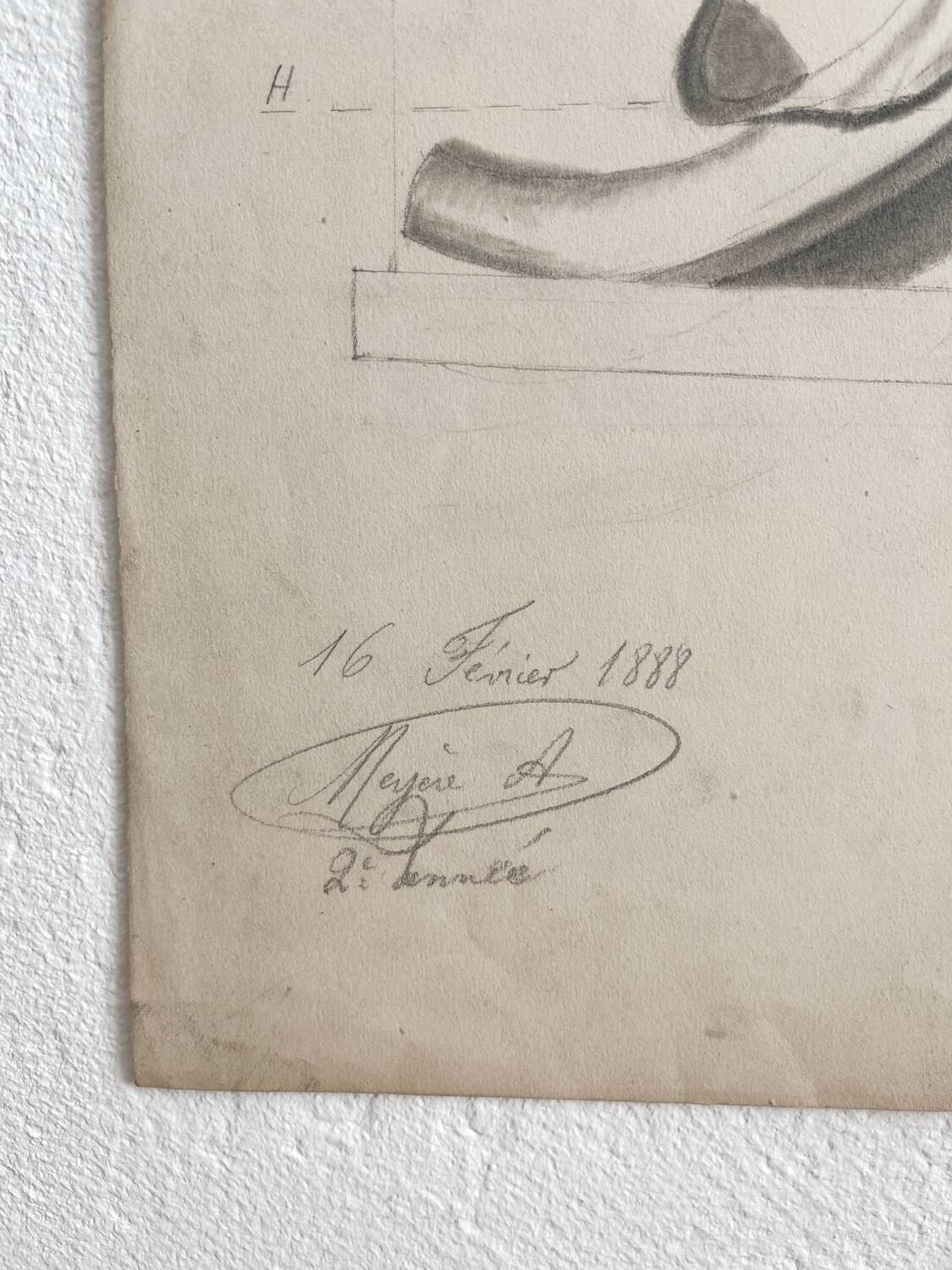 Old academic drawing ornament classical architecture late 19th century