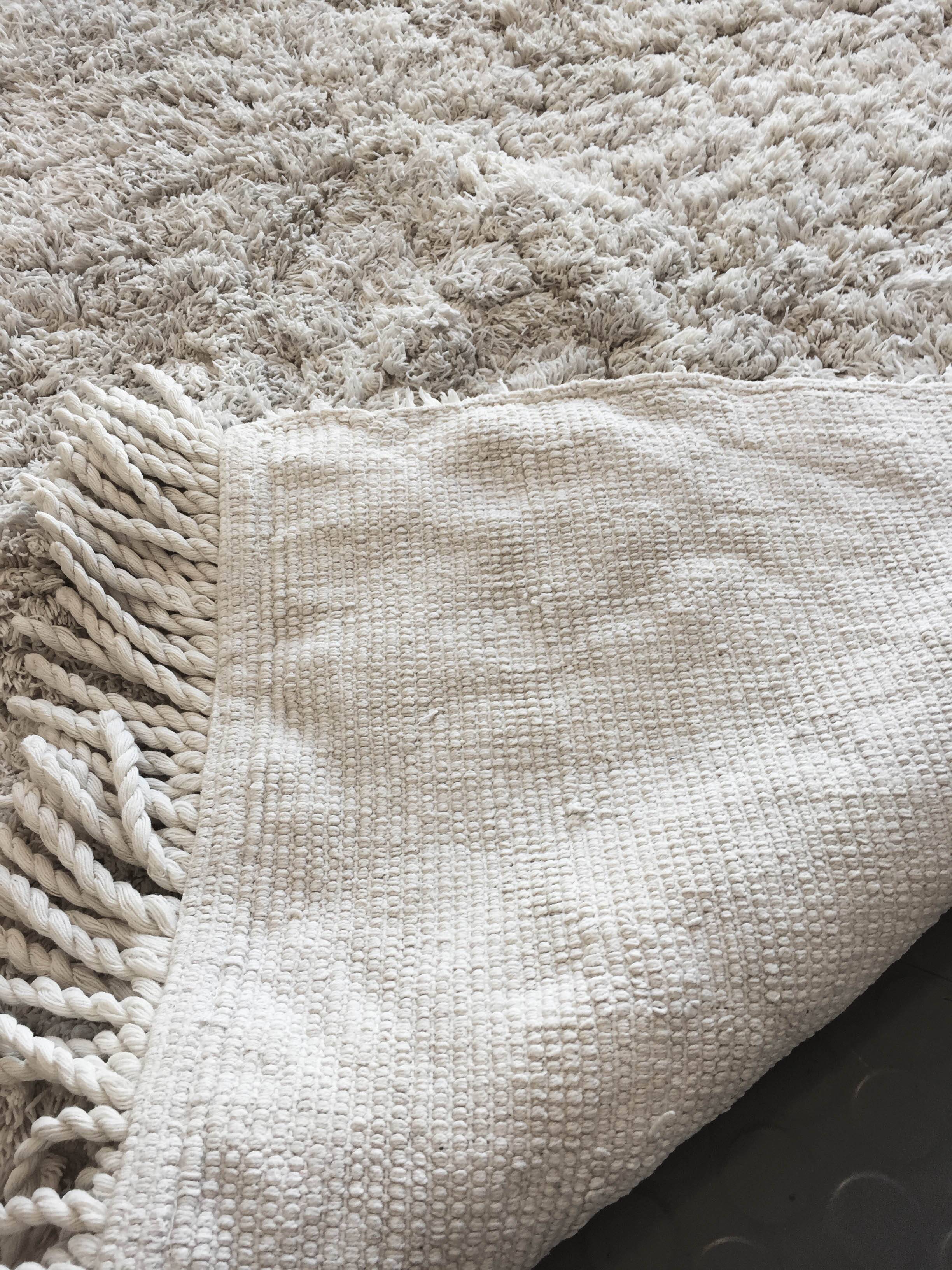 Vintage Off White Diamond Shapes Cotton Rug Scandinavian Midcentury Berber Style