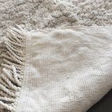 Vintage Off White Diamond Shapes Cotton Rug Scandinavian Midcentury Berber Style