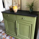Wooden sideboard painted in olive green, 19th century.