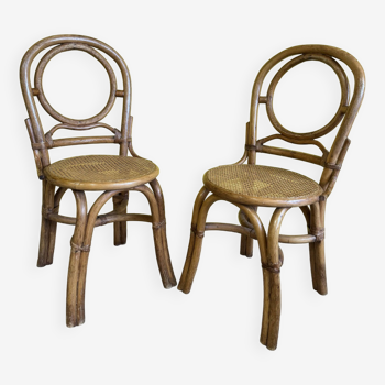 Chaises de bistrot en rotin 70s