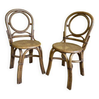 Chaises de bistrot en rotin 70s