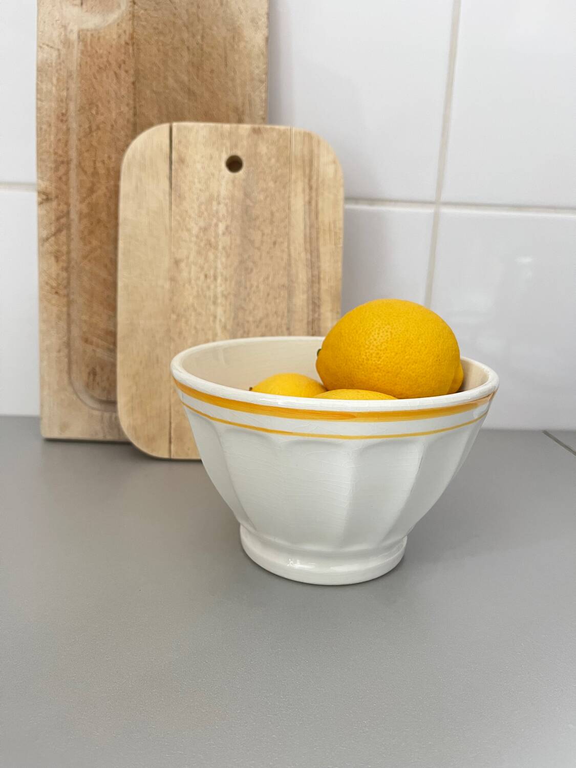 Antique faceted earthenware bowl