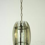 Lustre italien du milieu du siècle en verre fumé et épais transparent par Veca. Italie années 1960