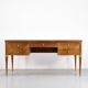 Midcentury Italian Desk In Walnut, Brass And Glass.