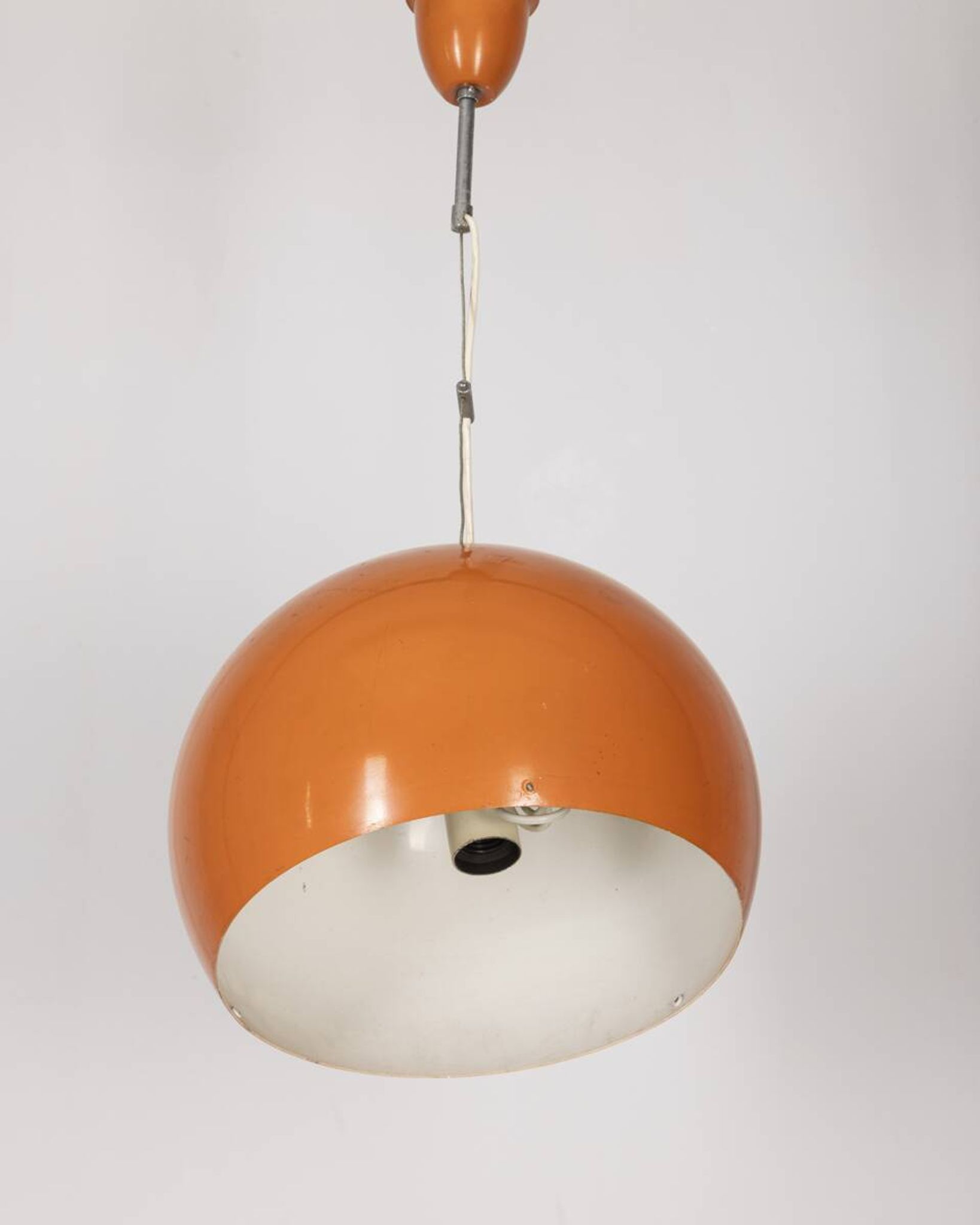 Vintage 70's chandelier in orange metal, italian design