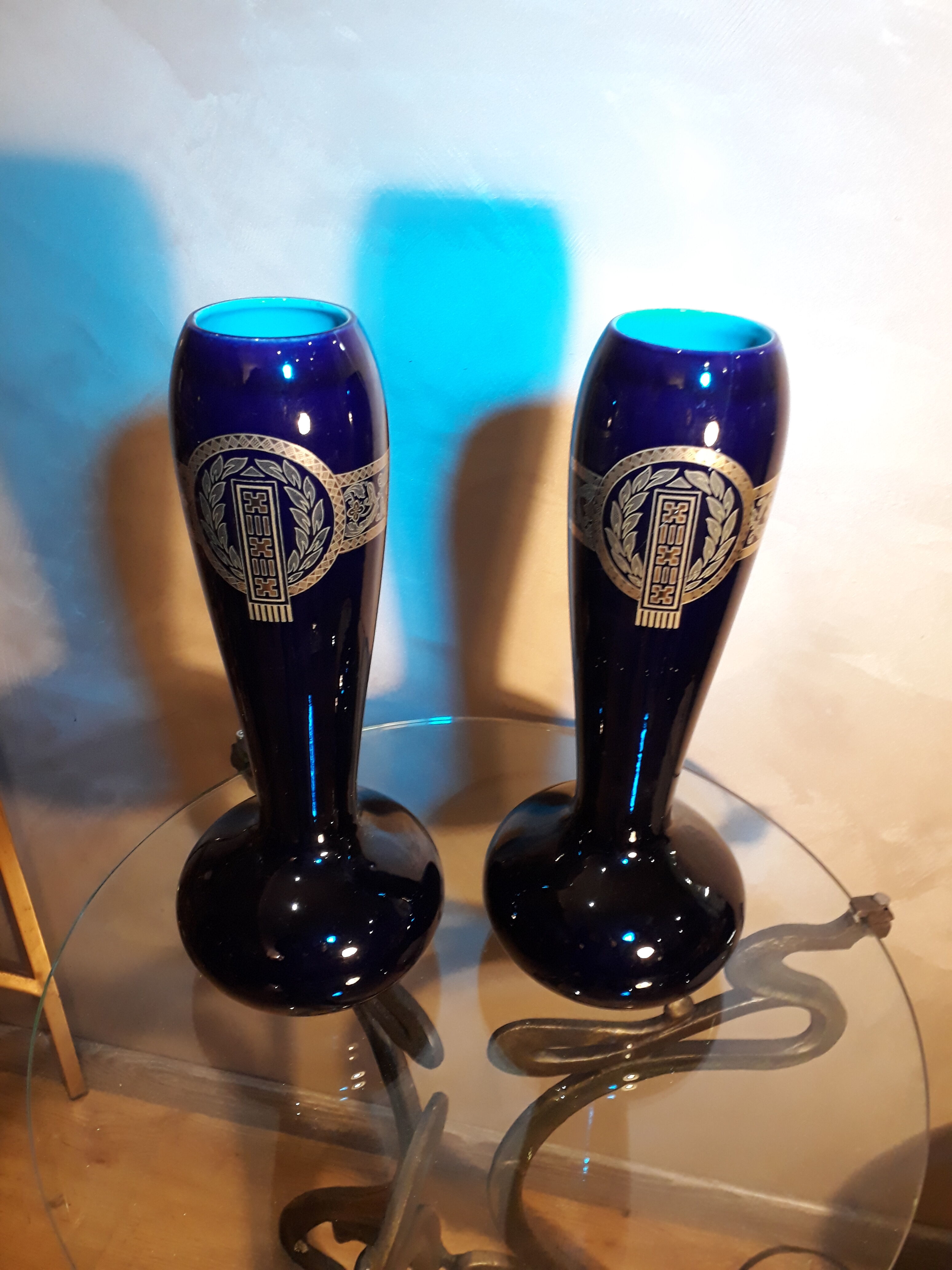 2vases in sarreguemines 38x14 very classy with several feles