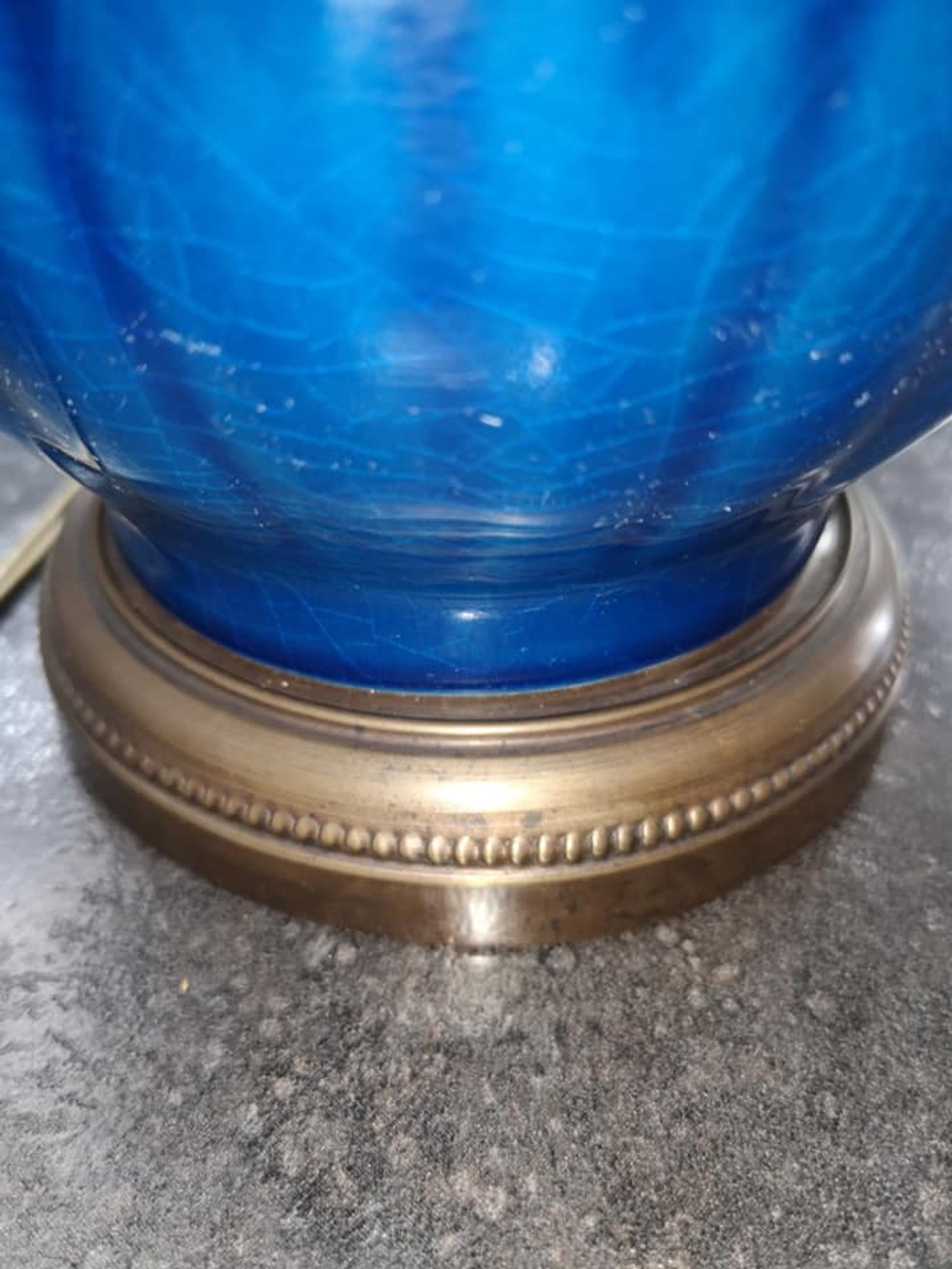 Old large ceramic lamp cracked globe + glass tube H 59 cm TBE