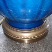 Old large ceramic lamp cracked globe + glass tube H 59 cm TBE