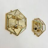 Set of 2 hexagonal wall lamps by Sothis, Italy 1980s