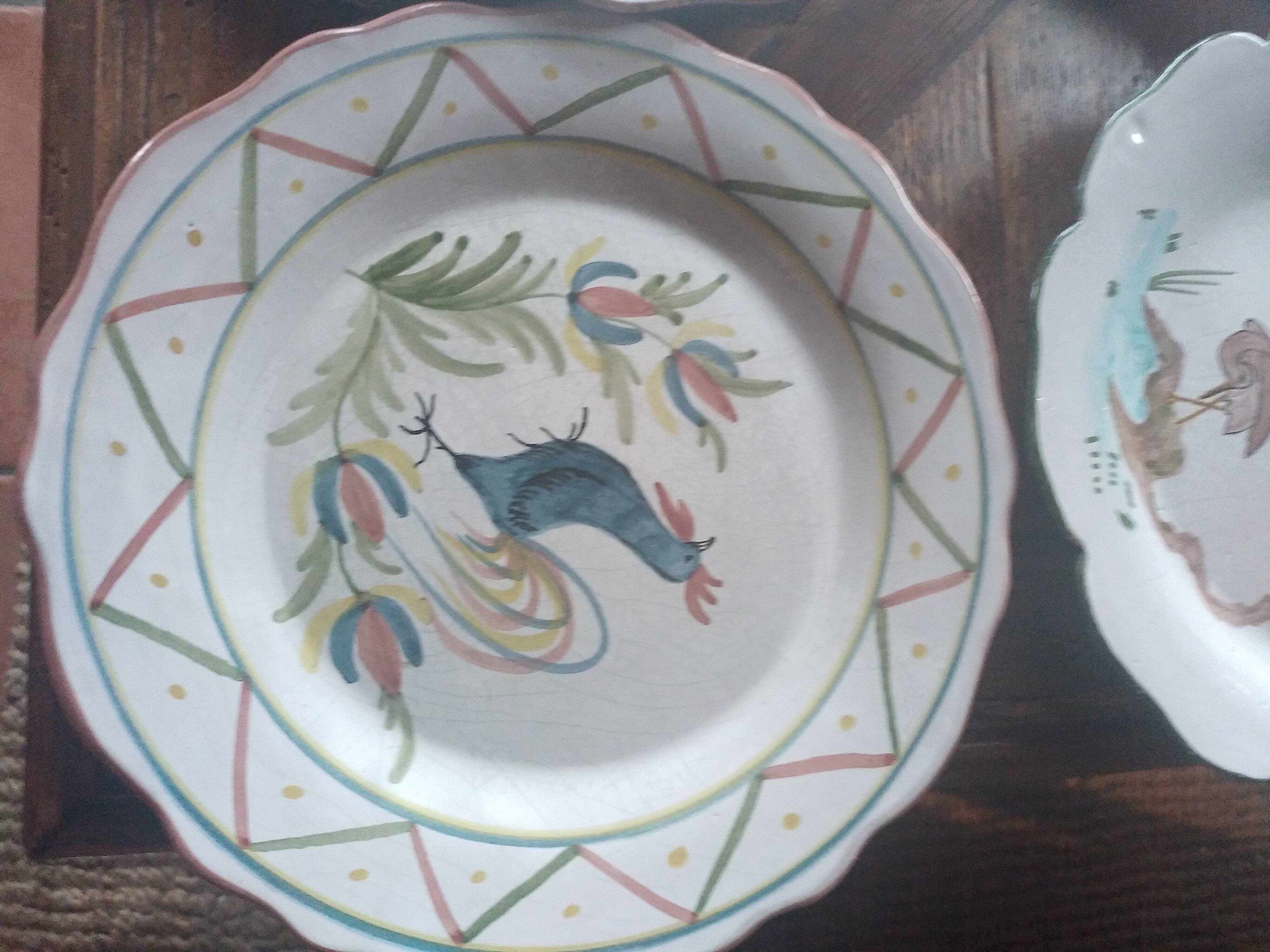Ceramic plates. 70s/80s Work inspired by the 16th and 17th centuries.