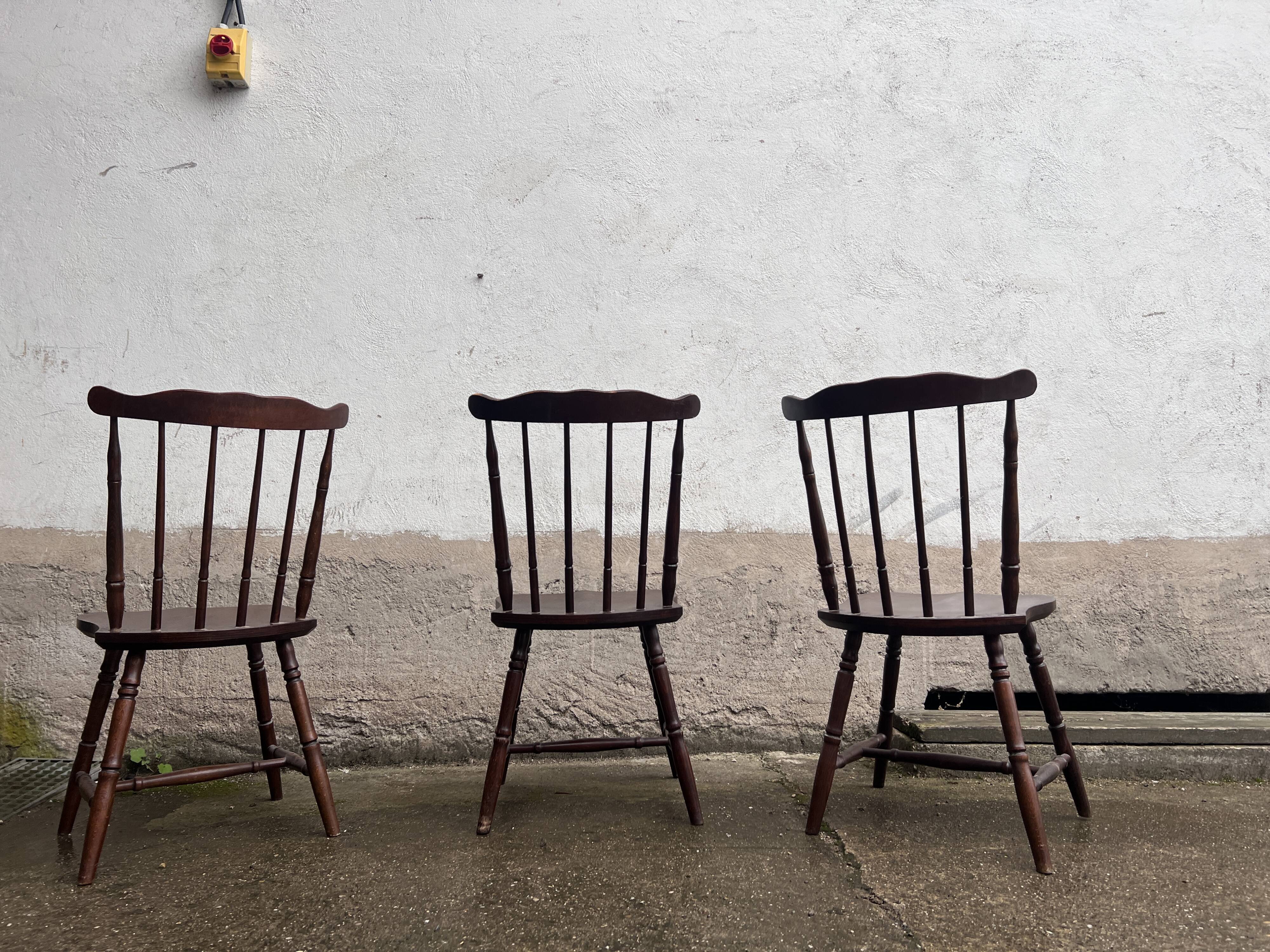 3 bistro chairs style "menuet" baumann 1970s in vintage antique wood beech legrand design
